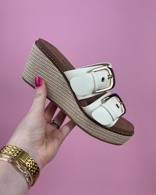 The Regina Ivory Gold Buckle Jute Wedge - All About You