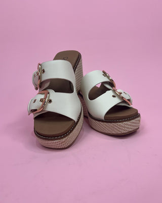 The Regina Ivory Gold Buckle Jute Wedge - All About You