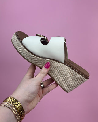 The Regina Ivory Gold Buckle Jute Wedge - All About You