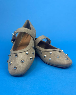 The Sadie Taupe Studded Mary Jane Flats - All About You