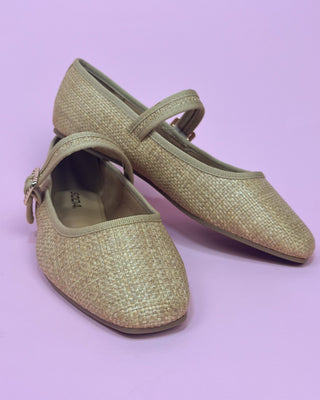 The Shelbie Raffia Gold Detail Ballet Flat - All About You