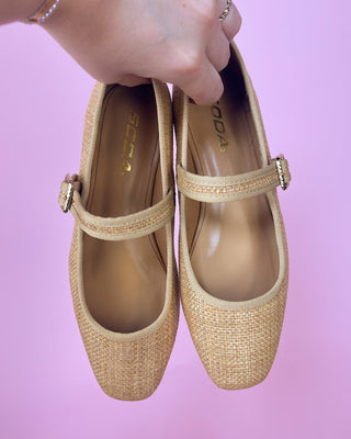 The Shelbie Raffia Gold Detail Ballet Flat - All About You