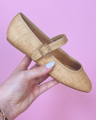 The Shelbie Raffia Gold Detail Ballet Flat - All About You
