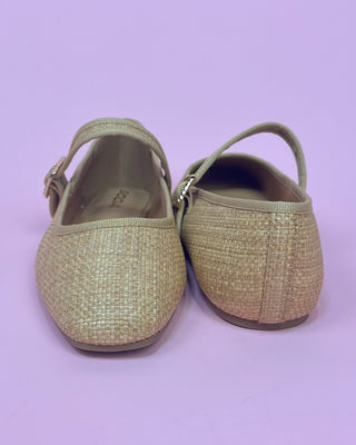 The Shelbie Raffia Gold Detail Ballet Flat - All About You