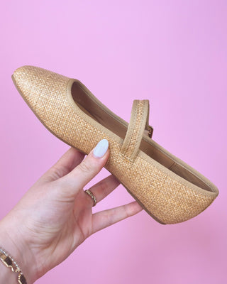 The Shelbie Raffia Gold Detail Ballet Flat - All About You
