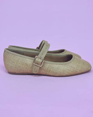 The Shelbie Raffia Gold Detail Ballet Flat - All About You