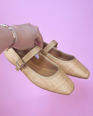 The Shelbie Raffia Gold Detail Ballet Flat - All About You
