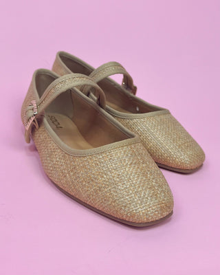 The Shelbie Raffia Gold Detail Ballet Flat - All About You