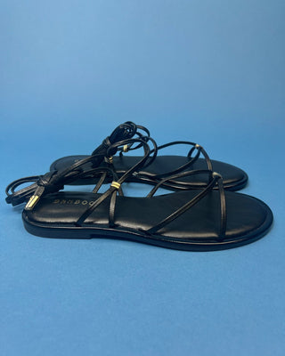 The Tara Black Lace Up Gold Detail Sandals - All About You