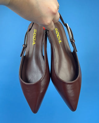 The Thea Cocoa Sling Back Pointed Toe Flat - All About You