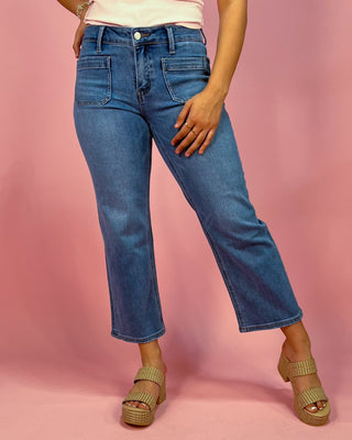 The Valencia MR Slim Wide Patch Pocket Denim Jeans - All About You Boutique & Gifts