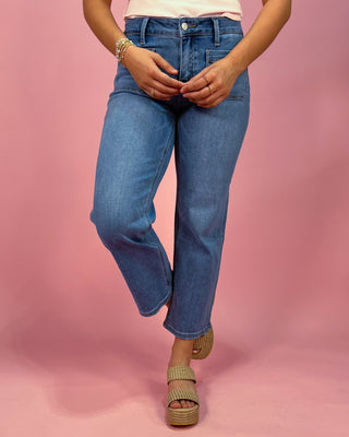 The Valencia MR Slim Wide Patch Pocket Denim Jeans - All About You Boutique & Gifts