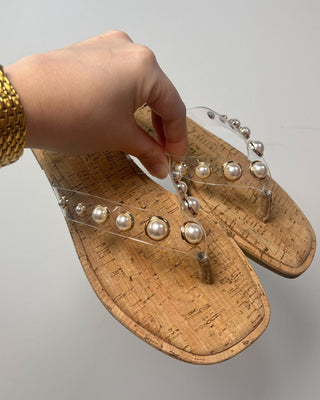 The Valerie Pearl Studded Clear Strap Sandal - All About You Boutique & Gifts
