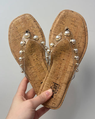The Valerie Pearl Studded Clear Strap Sandal - All About You Boutique & Gifts
