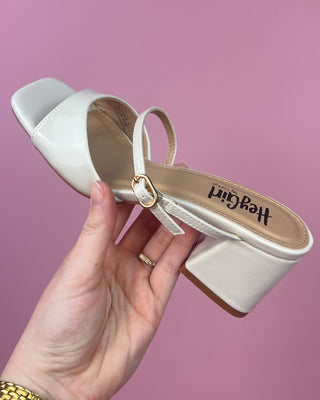 The Wendy Ivory Patent Leather Open Toe Block Heel - All About You Boutique & Gifts