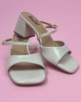 The Wendy Ivory Patent Leather Open Toe Block Heel - All About You Boutique & Gifts