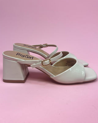 The Wendy Ivory Patent Leather Open Toe Block Heel - All About You Boutique & Gifts