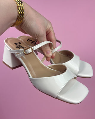 The Wendy Ivory Patent Leather Open Toe Block Heel - All About You Boutique & Gifts