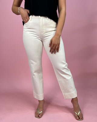 The Winnie White HR Slim Wide Cuffed Ankle Jeans - All About You Boutique & Gifts