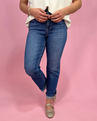 The Witney HR Cuff Crop Straight Jeans - All About You