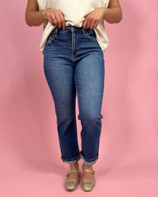 The Witney HR Cuff Crop Straight Jeans - All About You
