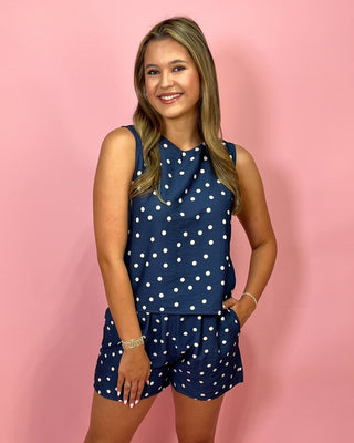 Timeless Navy Dot Matching Short Set - All About You