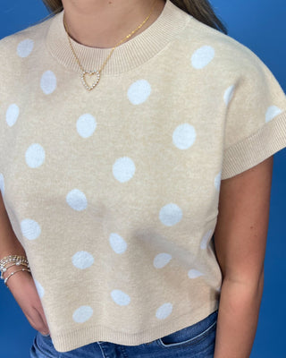 Vanilla Bean Polka Dot Sleeveless Knit Top - All About You