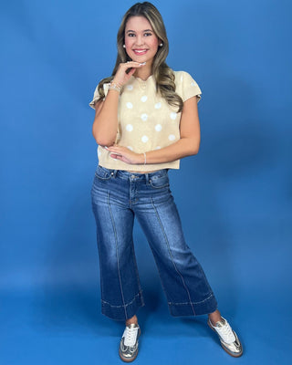 Vanilla Bean Polka Dot Sleeveless Knit Top - All About You