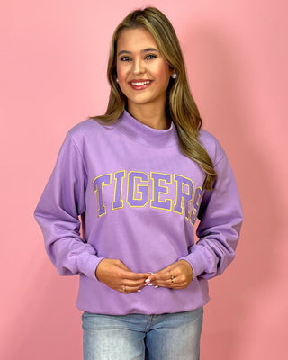 Varsity Tigers Purple Mock Neck Top - All About You