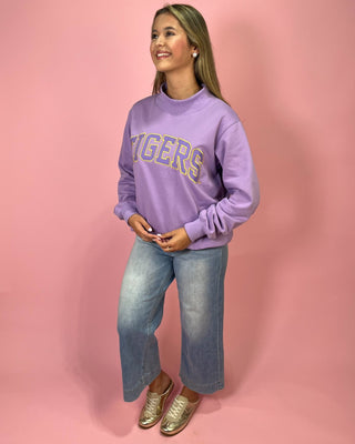 Varsity Tigers Purple Mock Neck Top - All About You