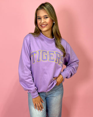 Varsity Tigers Purple Mock Neck Top - All About You