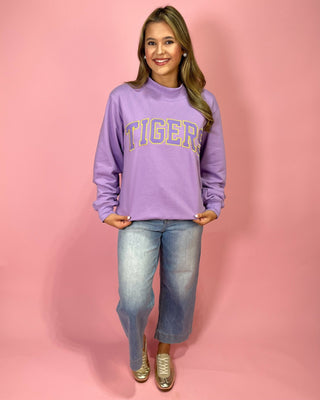 Varsity Tigers Purple Mock Neck Top - All About You