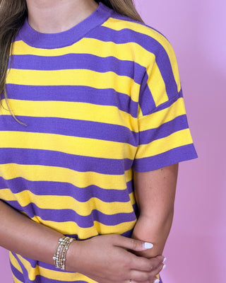 Victory Stripe Purple & Gold Short Set - All About You