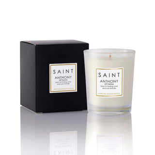 Saint Anthony candle and packaging on a white background