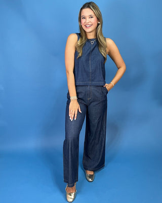 Weekend Ready Button Back Indigo Denim Pants Set - All About You