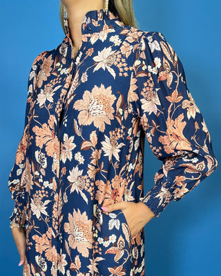 Whispering Wildflowers Navy Button Down Maxi Floral Dress - All About You