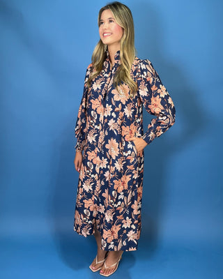 Whispering Wildflowers Navy Button Down Maxi Floral Dress - All About You