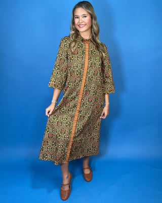Wildflower Manor Floral Button-Down Midi Dress - All About You