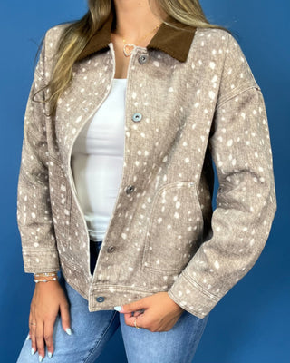 Woodland Doe Corduroy Collar Button Up Top - All About You