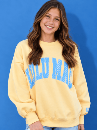Youth Lulu Mac Lemon Drop Blues Polka Dot Crewneck - All About You