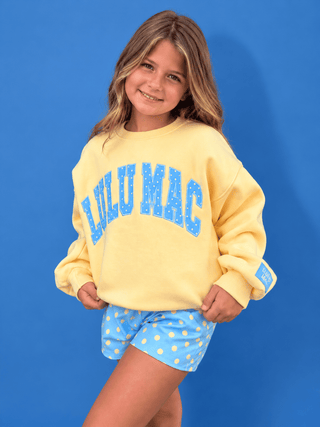 Youth Lulu Mac Lemon Drop Blues Polka Dot Crewneck - All About You
